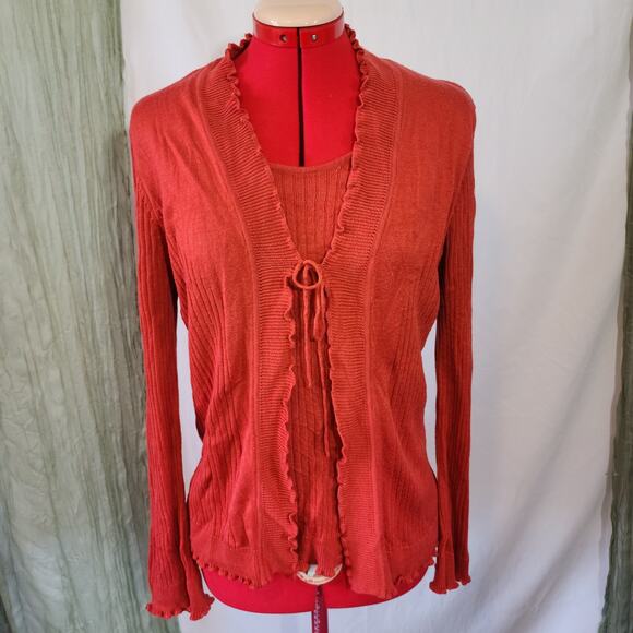 Requirements Orange Long Sleeves Stretch Woman's Sweater Size M - Picture 1 of 5